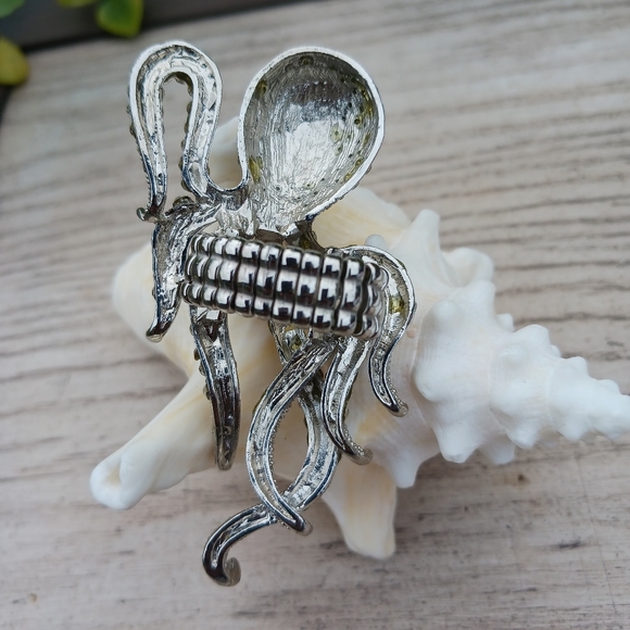 Vintage Rhinestone Octopus Stretch Ring or Necklace Piece - Picture 7 of 12